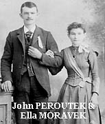 wedding John PEROUTEK & Ella MORAVEK 1891 Esbon, Jewell Co. KS
